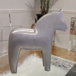 Vintage Ikea Dala Aluminum Metal Silver Modern Horse Sculpture